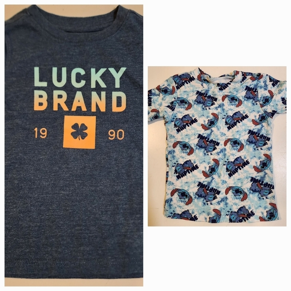 DISNEY Stitch and Lucky Brand Bundle of 2 Kids Tshirt size 4t and 2t